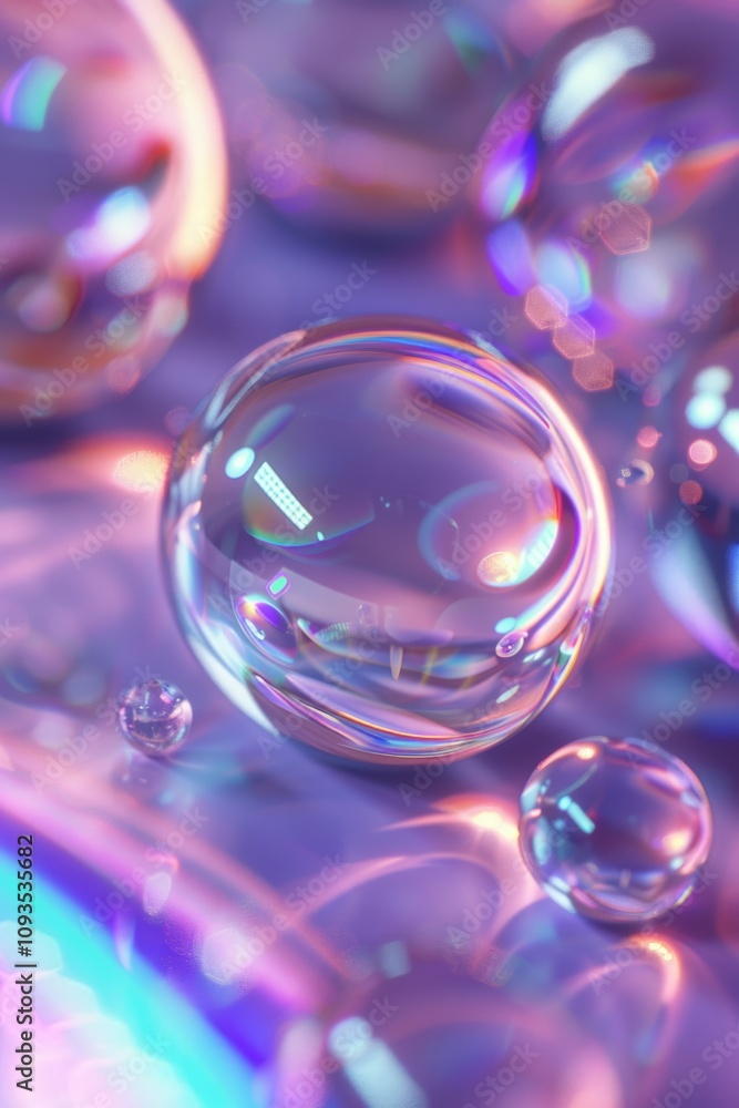 A collection of bubbles rising through the air, clear and transparent A collection of bubbles rising through the air, clear and transparent