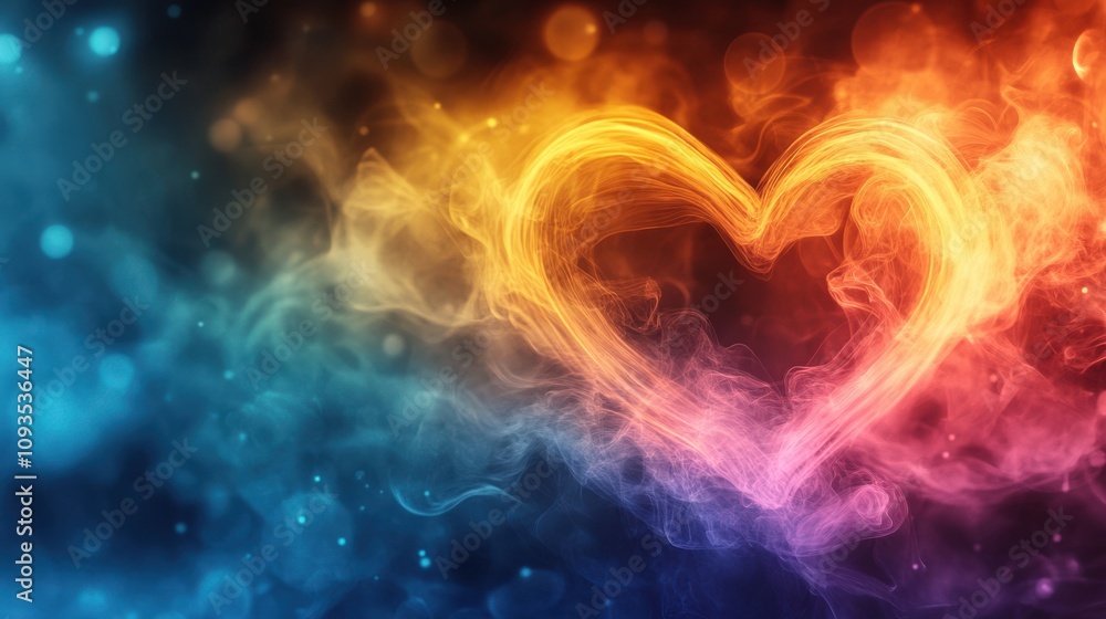 Vibrant Heart Shape in Colorful Smoke Swirls Vibrant Heart Shape in Colorful Smoke Swirls
