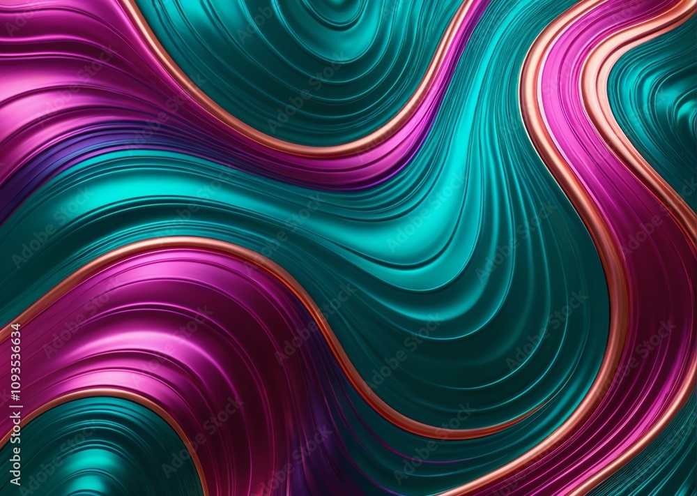 Obraz premium Polished Copper with Vibrant Swirls and Intricate Ocean-Inspired Patterns