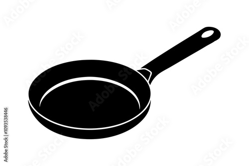 Cooking pan sign in top view. Frying pan black icon. Vector illustration isolated on white background.