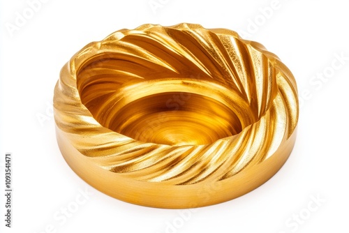 A beautifully crafted golden bowl with intricate swirl patterns. This piece showcases elegance and artistry. Perfect for decor or functional use. Generative AI