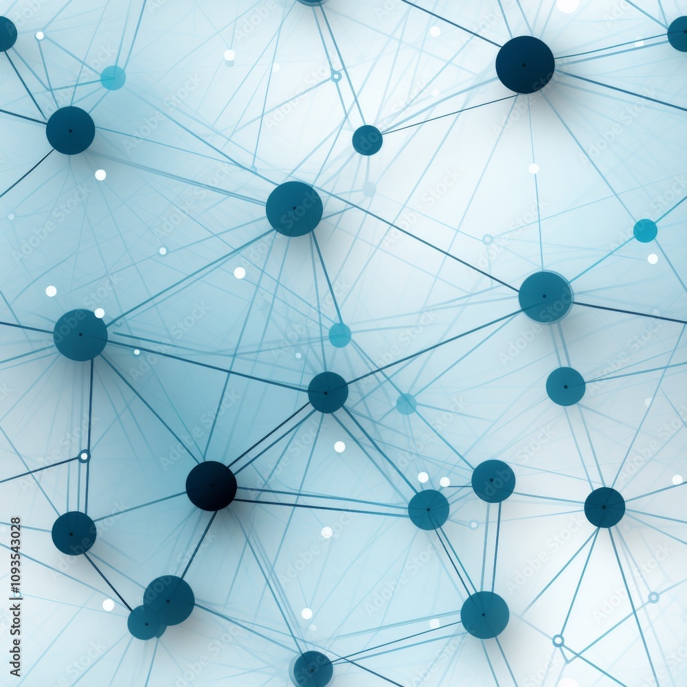 Abstract network diagram interconnected nodes and lines in shades of blue on a white background Abstract network diagram interconnected nodes and lines in shades of blue on a white background