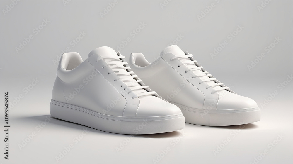 Minimalist White Sneakers Isolated on White Minimalist White Sneakers Isolated on White