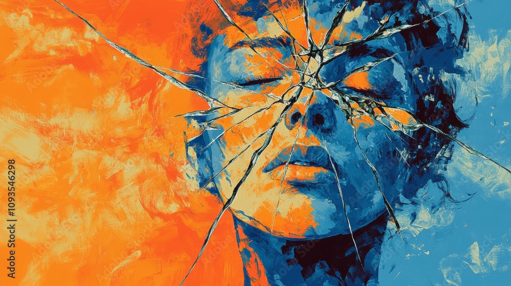 Fototapeta premium Shattered Reflection, Anxiety Disorders
