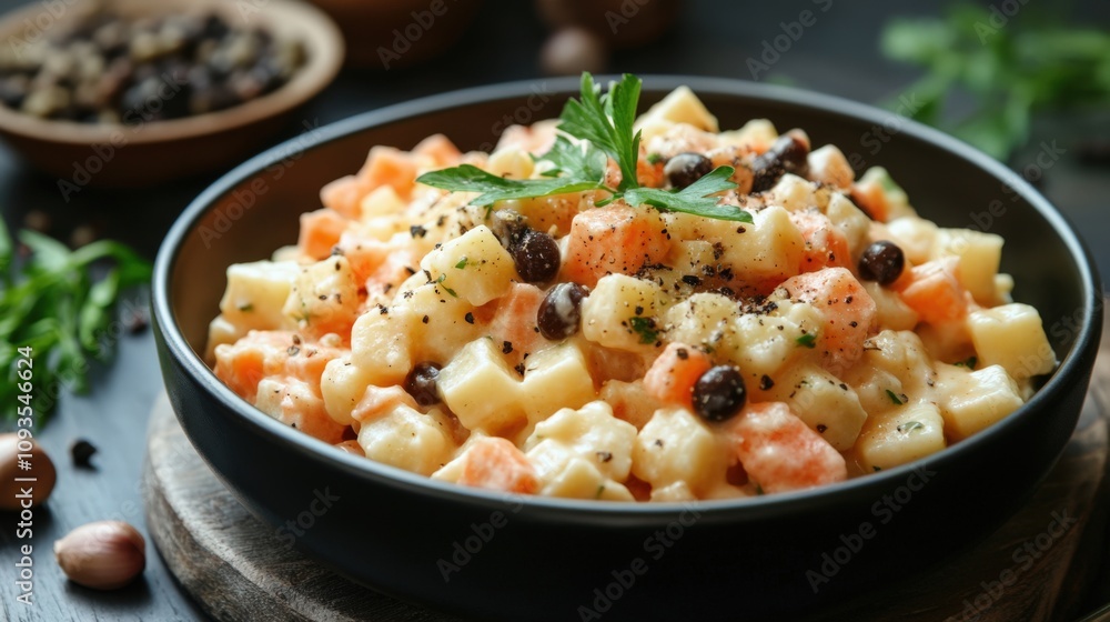 Delicious Creamy Salad with Fresh Vegetables and Herbs Delicious Creamy Salad with Fresh Vegetables and Herbs
