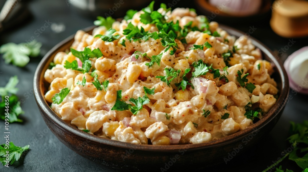 Delicious Creamy Pasta Salad with Fresh Herbs and Vegetables Delicious Creamy Pasta Salad with Fresh Herbs and Vegetables
