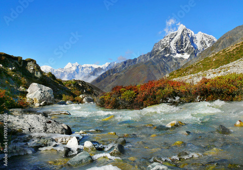 mountain river in the mountains Himalaya