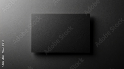 Blank black rectangular card on dark surface, minimalistic design
