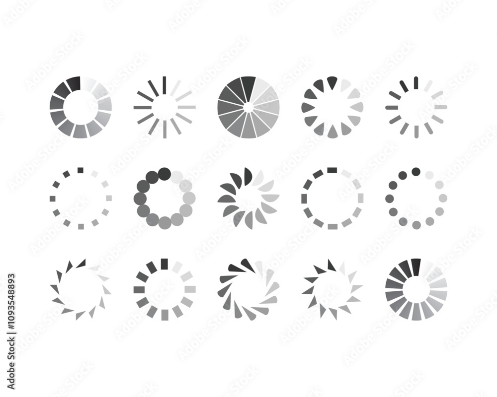 Collection Loading bar status icon. Vector illustration. Set of vector loaded icons. Download progress. Donload or Upload. Collection Loading bar status icon. Vector illustration. Set of vector loaded icons. Download progress. Donload or Upload.