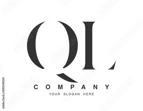 QL logo design. Initial letter q and l serif font style. Creative classic company name typography. Trendy logotype or identity.