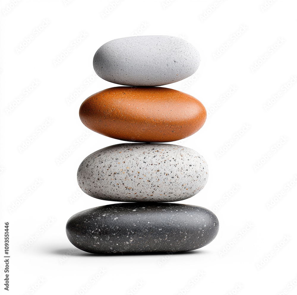 Colorful stones stacked on a transparent background Colorful stones stacked on a transparent background