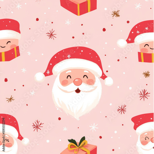 Santa wallpaper, Christmas pattern with powder pink background, gift, santa clause ,Christmas pattern wallpaper, holiday, Christmas greeting card