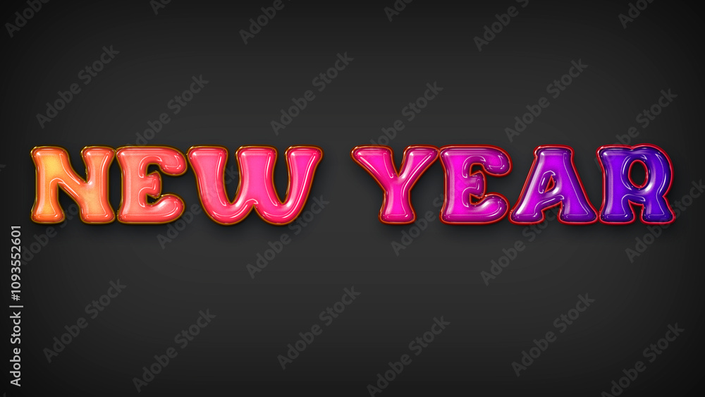 Happy new year with plastic effect on gray background Happy new year with plastic effect on gray background