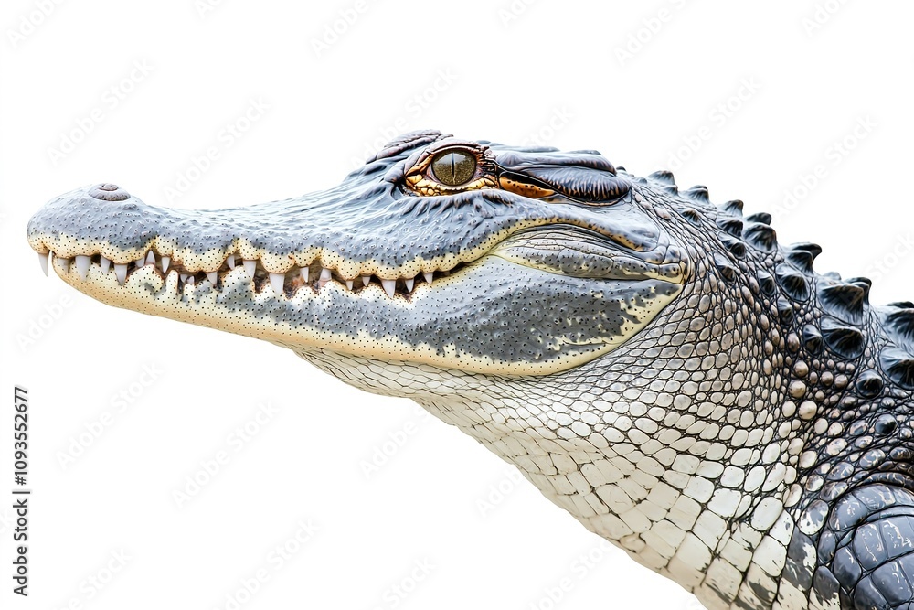 Obraz premium Close-up of crocodile head with sharp teeth and scales