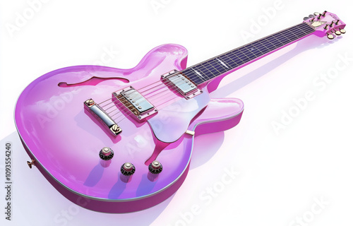 ilac guitar white background magenta.  photo