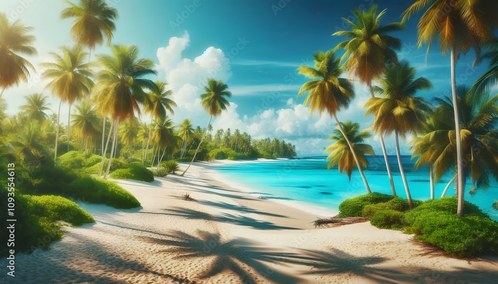 Fototapeta premium tropical beach with palm