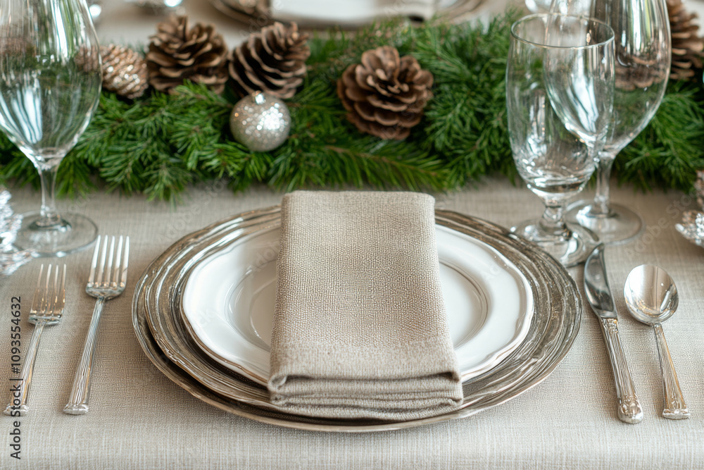 Table setting for Winter holidays. Table setting for Winter holidays.