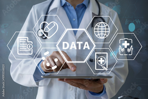  Medico con Tablet en un entorno tecnológico.   Generado con IA