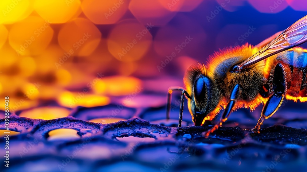 A close up of a bee on a honeycomb A close up of a bee on a honeycomb