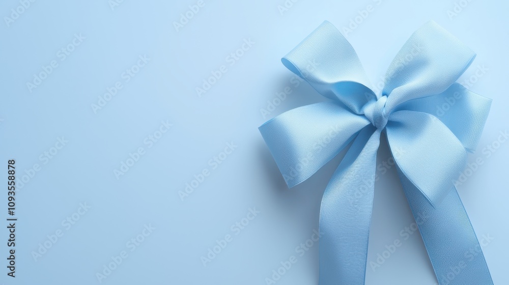 Soft blue ribbon elegantly arranged on a light background for decoration and gifting purposes Soft blue ribbon elegantly arranged on a light background for decoration and gifting purposes