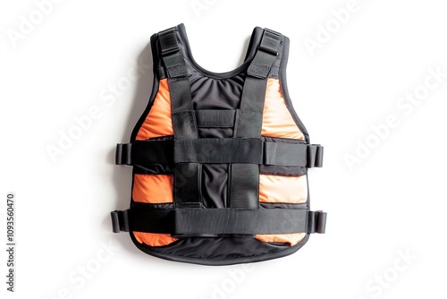 Orange and black weighted vest isolated on white