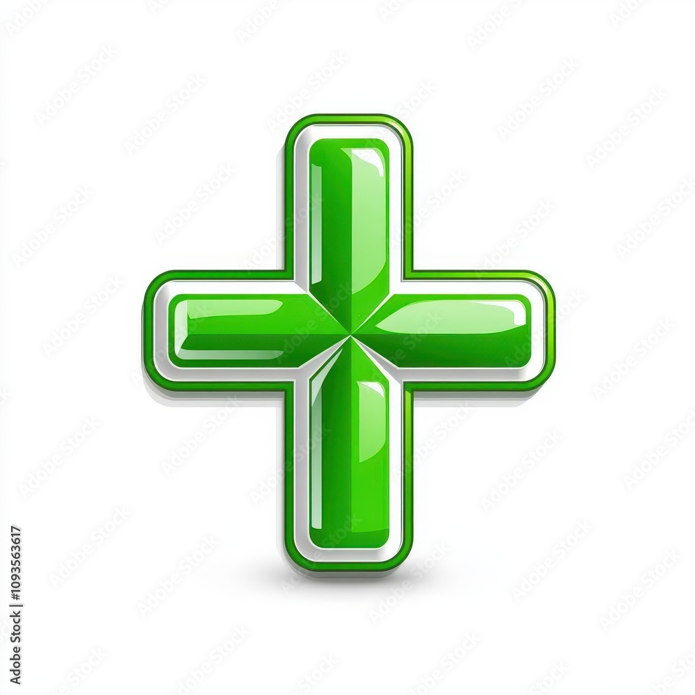 Obraz premium a medical cross logo, vector icon, modern geometric style, green and white, isolated on white background