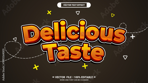 Delicious taste customizable 3d vector text style effect for restaurant fast food advertisement