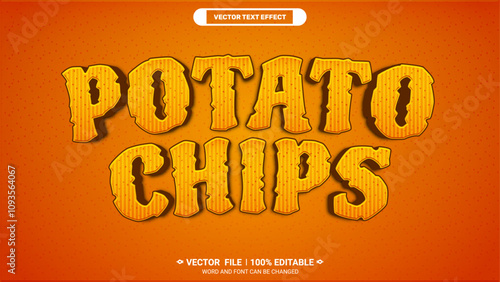Potato chips customizable 3d vector text style effect for packaging food advertisement 