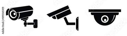 CCTV icon isolated on white background.  cctv in different style for observing.  cctv camera. monitoring. security.