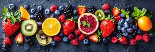 Fruit Still Life on a Dark Background