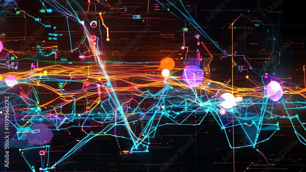 A digital screen displaying colorful graphs and charts, illustrating complex data, Visualizing complex data and statistics through interactive graphs and charts