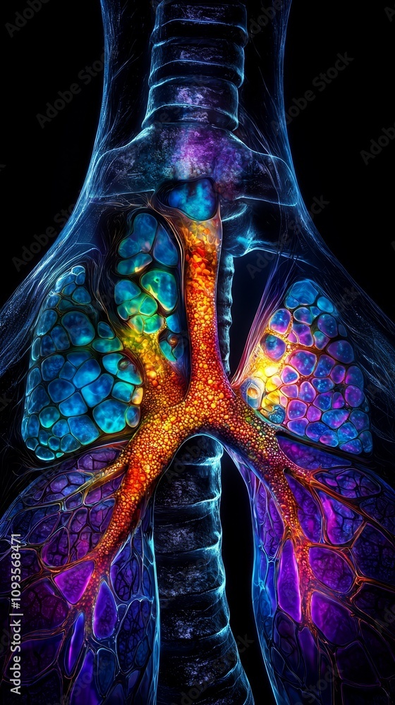Obraz premium a close up of a person's lungs with a black background