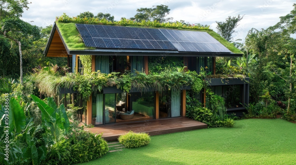 Eco-Friendly Green House with Solar Panels Eco-Friendly Green House with Solar Panels