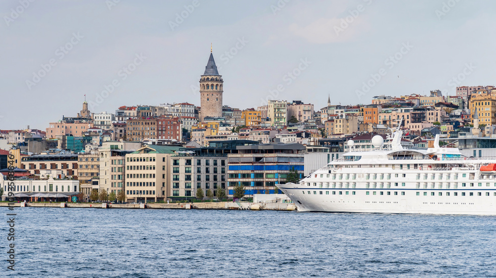 Galata Tower seen from the Bosphorus, Istanbul. Galata Tower seen from the Bosphorus, Istanbul.