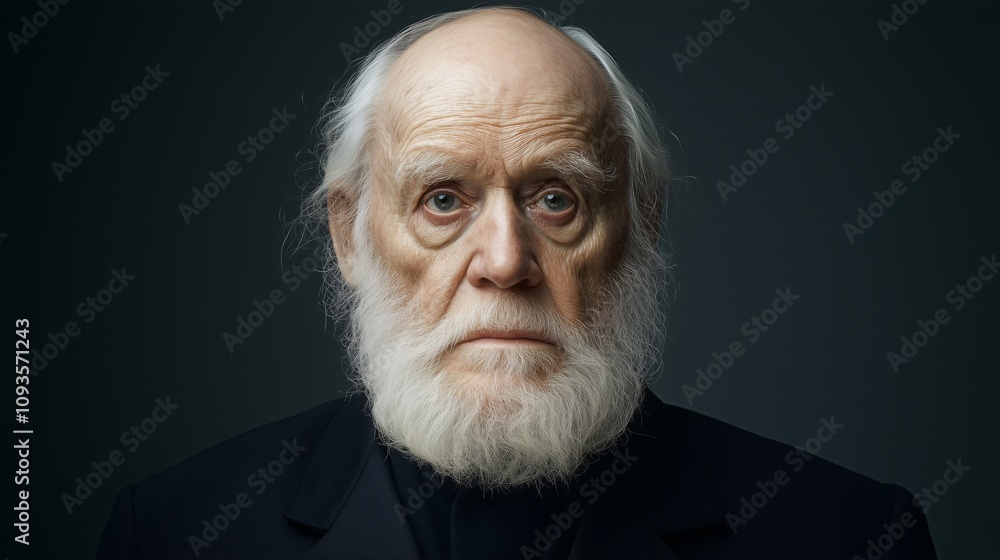 Elderly man contemplates nature on Darwin Day Elderly man contemplates nature on Darwin Day