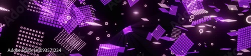 5K Widescreen Looping Video with Glowing Purple Cubes