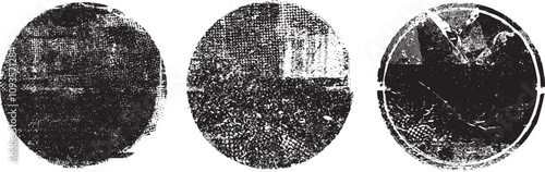 Vector rough edges badges set .Grunge set of textured black labels . Pack of vector stickers. Grunge circle stamps, insignias, labels, tags for your design. Grunge textured black vector rubber stamps