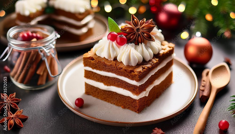 This delightful dessert combines layers of gingerbread, whipped cream, and spiced fruit This delightful dessert combines layers of gingerbread, whipped cream, and spiced fruit