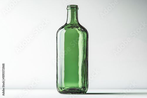 Empty glass bottle green isolated on transparent background