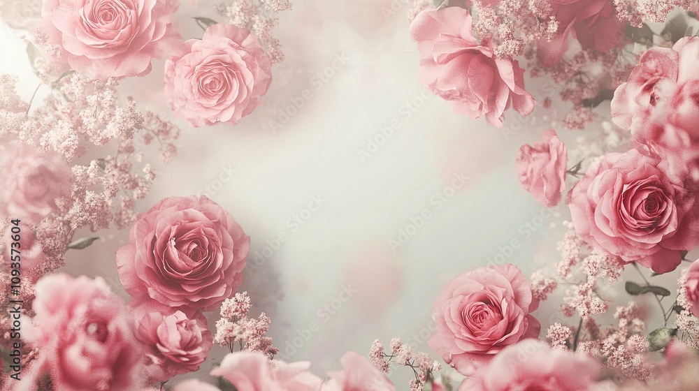 Delicate Pink Roses and Baby Breath Floral Arrangement Delicate Pink Roses and Baby Breath Floral Arrangement
