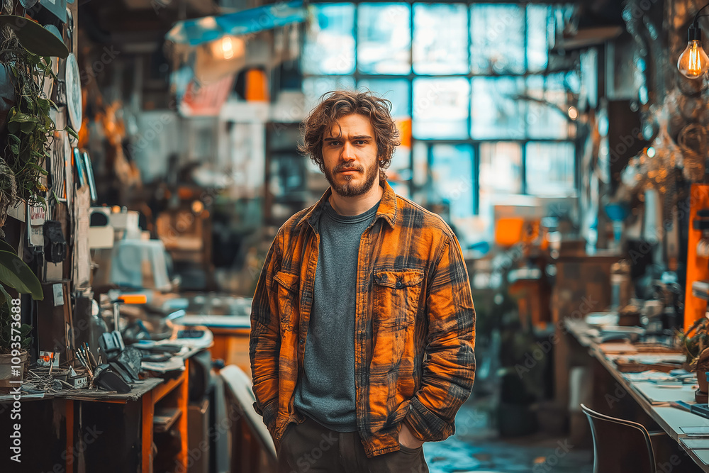 Obraz premium Entrepreneur in a Startup Workspace