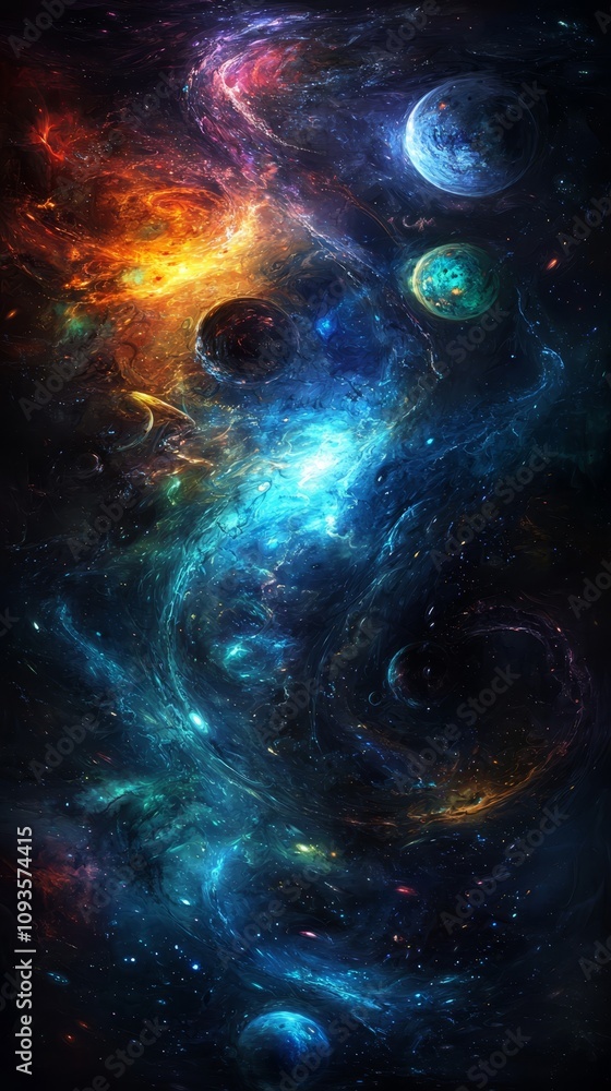a colorful nebula with planets and stars in the background a colorful nebula with planets and stars in the background