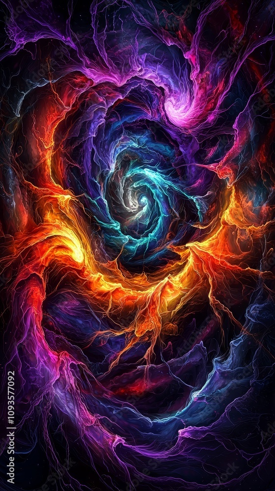 A colorful spiral design on a black background A colorful spiral design on a black background