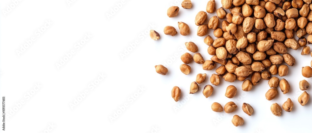 Roasted Peanuts Scattered On White Background Roasted Peanuts Scattered On White Background