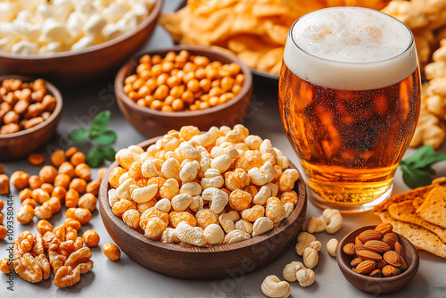 Flips snacks movie time , beer nuts isolated on white background