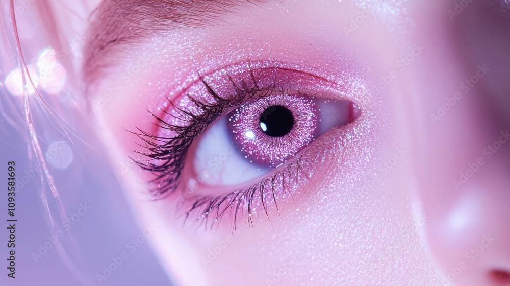 A woman's eye is covered in glitter A woman's eye is covered in glitter