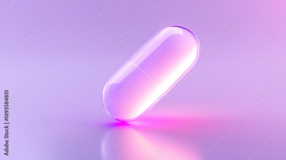 A pill is shown in a purple color with a shiny surface A pill is shown in a purple color with a shiny surface