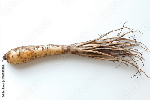 Fresh Salsify Root on a White Background photo