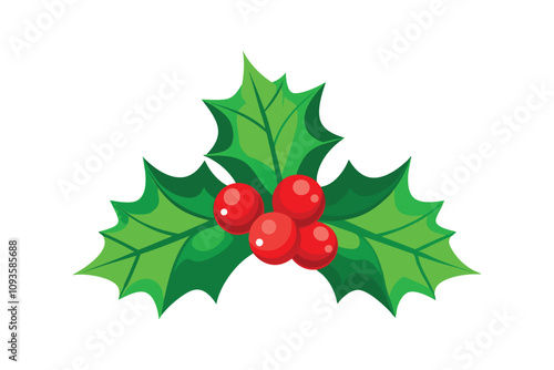 Holly Leaves and Berries Vector - Festive Christmas Illustration with Greenery and Red Berries, Elegant Holiday Decor