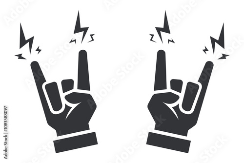 rock hand icon. metal band gestures.